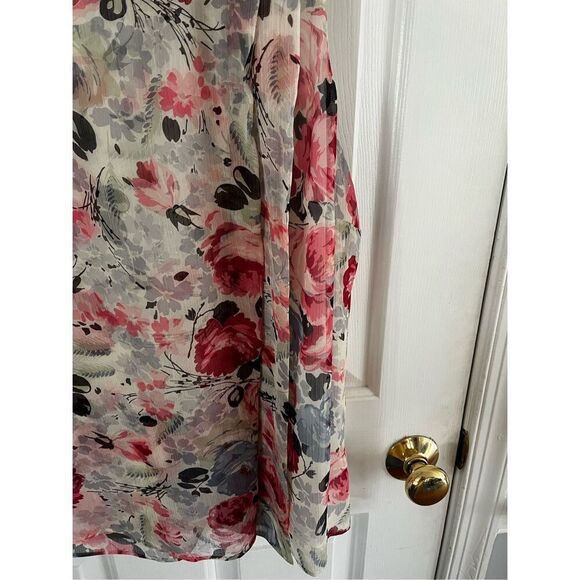 Lauren Ralph Lauren Pink & Blue Floral Gathered Shoulder Tank Sleeveless Blouse - Picture 3 of 7